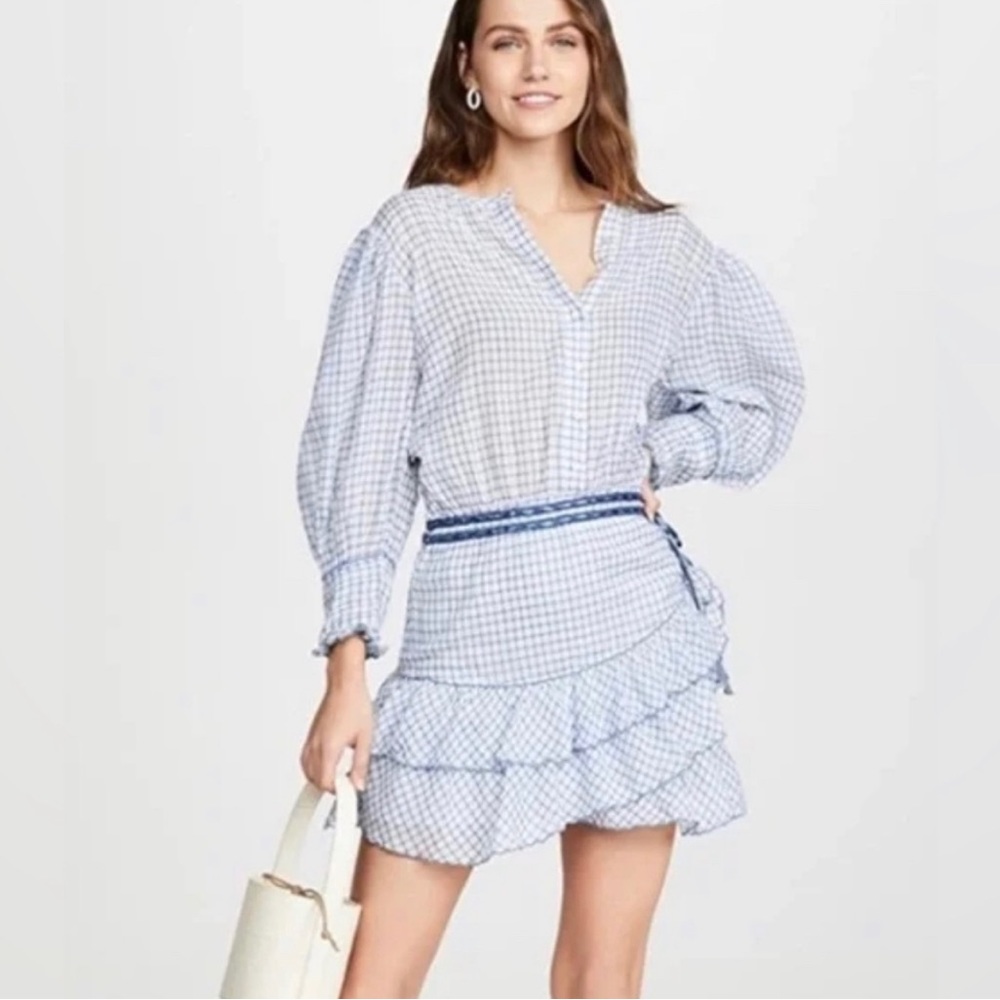 Love shack Fancy blue and white gingham dress